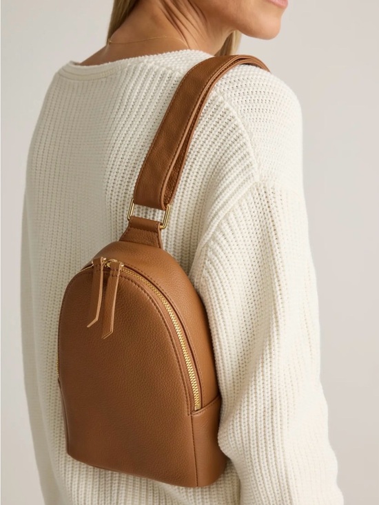 Quince Handbags - Quince Tan Italian Leather Sling Bag Crossbody Backpack